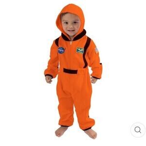 Cuddle Club Kids NASA Fleece One Piece Costume PJ- Size 3T - Orange Astronaut